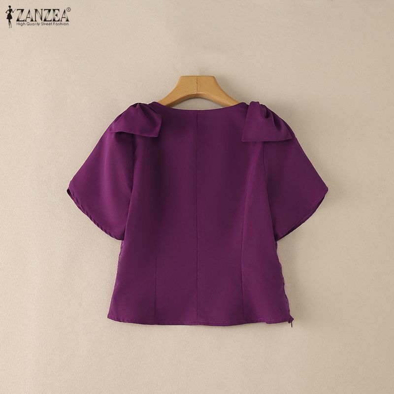 ZANZEA 女性エレガントな花柄ジャカードブラウススクエア - Summer De Clothing のレビューと価格