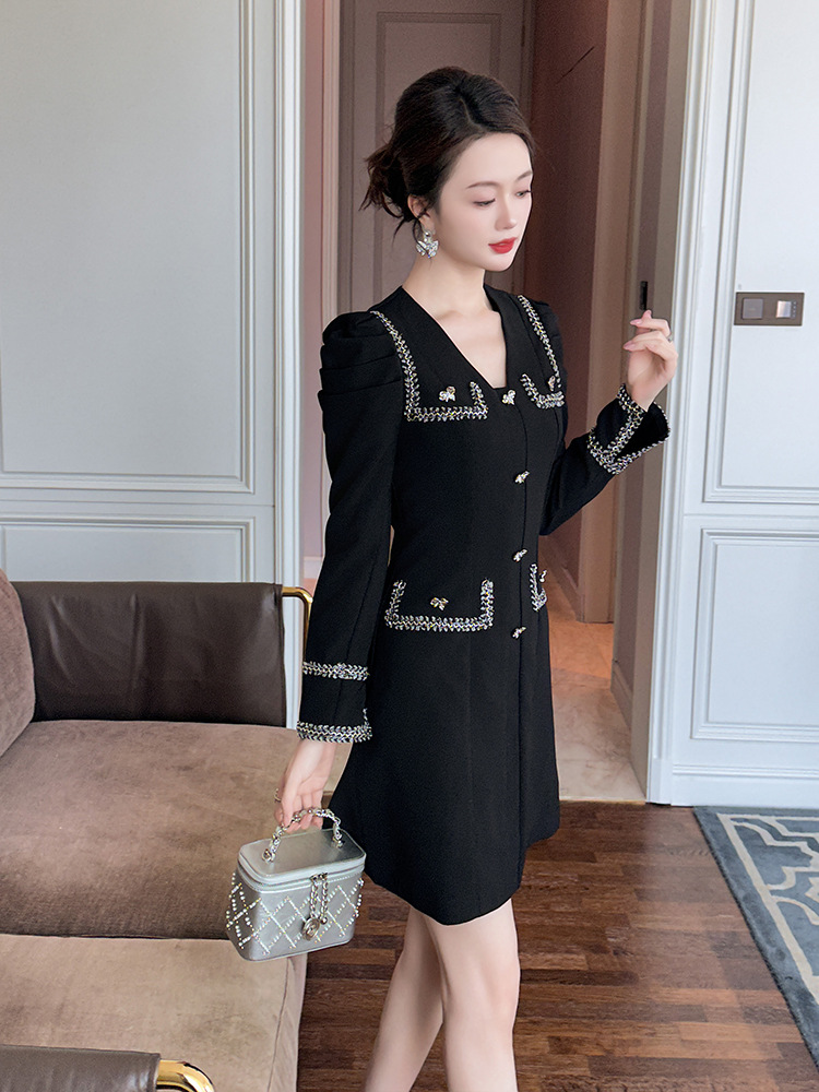 女性のための黒い痩身ドレス,新しい春の服,小さな香りのスタイ - Summer Clothing New Look のレビューと価格