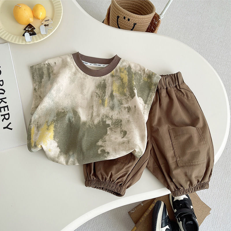 韓国の夏用幼児ベビー男の子服スーツ2026ノースリーブTシャ - Summer Clothing Drawing For Kids のレビューと価格