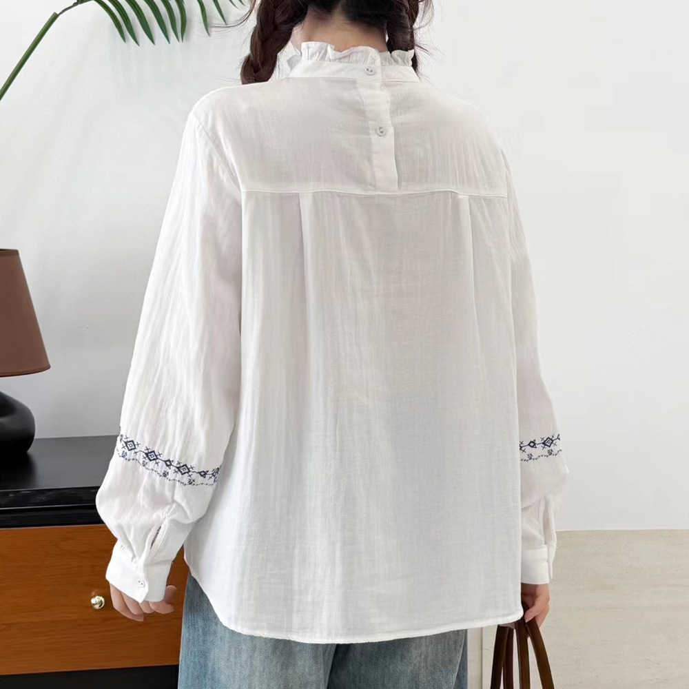 2026年 森系服飾 エスニック コットン糸 刺繍 白シャツ - Summer Clothing Yarn のレビューと価格
