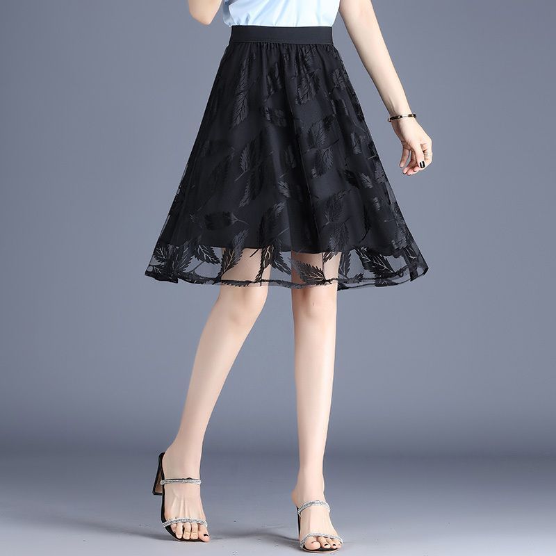 ファッションソリッドカラースプライスエレガントガーゼスカート - Summer Gauze Clothing のレビューと価格