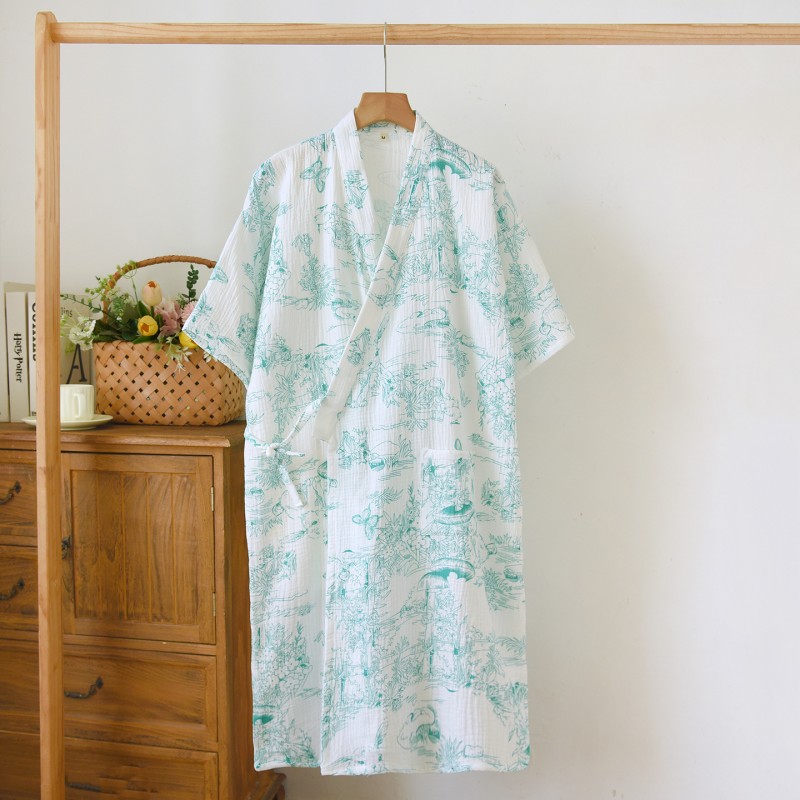 春夏の女性ローブレディース綿 100% クレープバスローブ女 - Summer House Clothing のレビューと価格