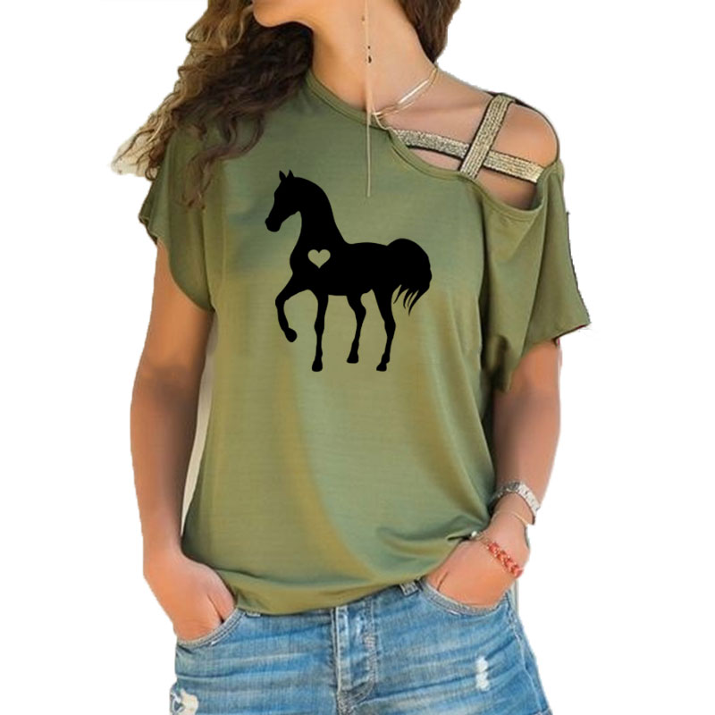 馬のハートの形をしたTシャツ,乗馬用の夏のギフト,衣類,誕生 - Summer Equestrian Clothing のレビューと価格