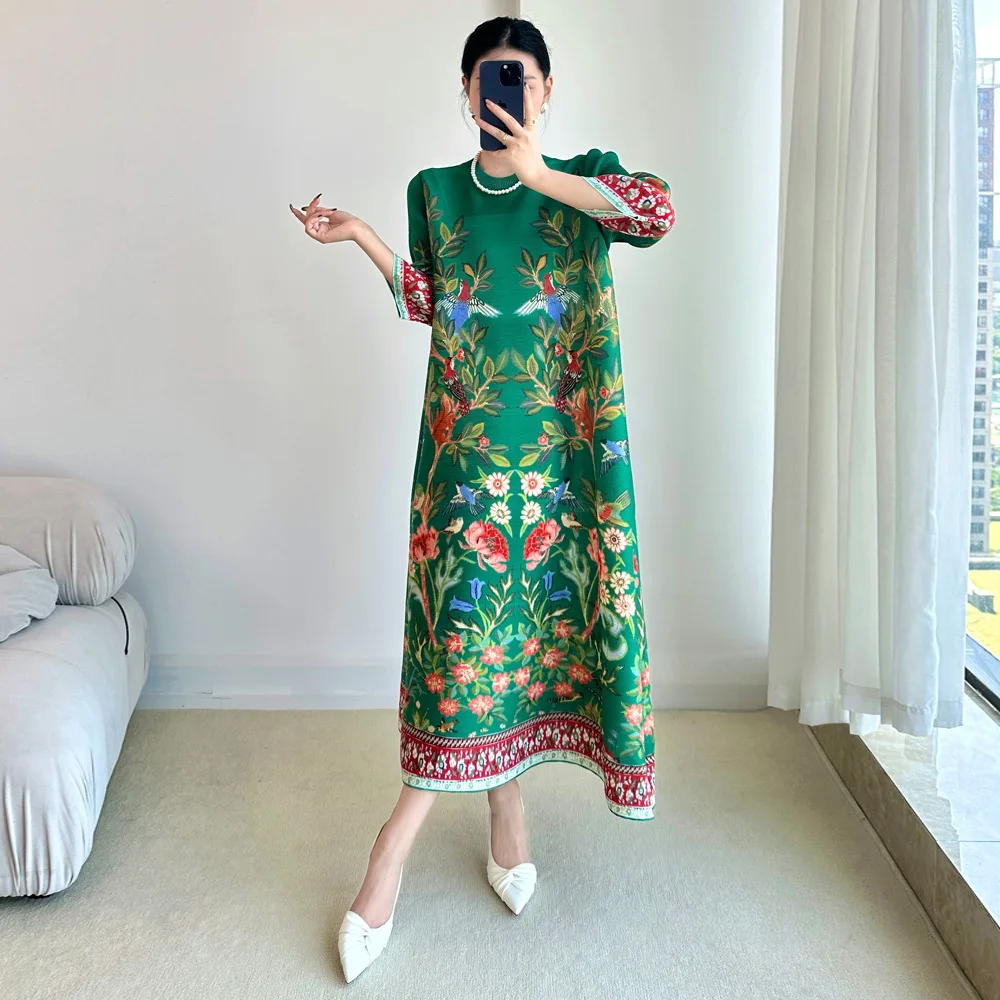 三宅ヴィンテージプリントドレス七部袖カジュアルドレス 202 - Summer 2025 Clothing Essentials のレビューと価格