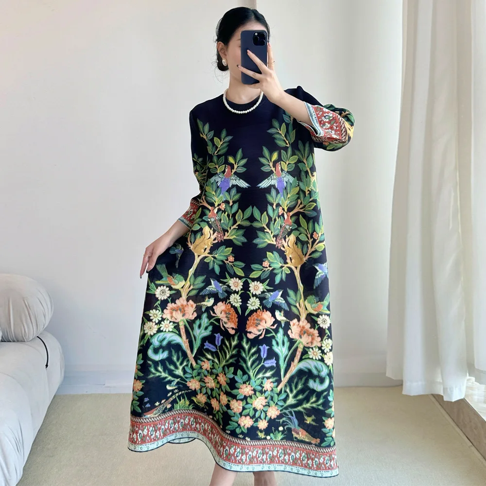 三宅ヴィンテージプリントドレス七部袖カジュアルドレス 202 - Summer 2025 Clothing Essentials のレビューと価格
