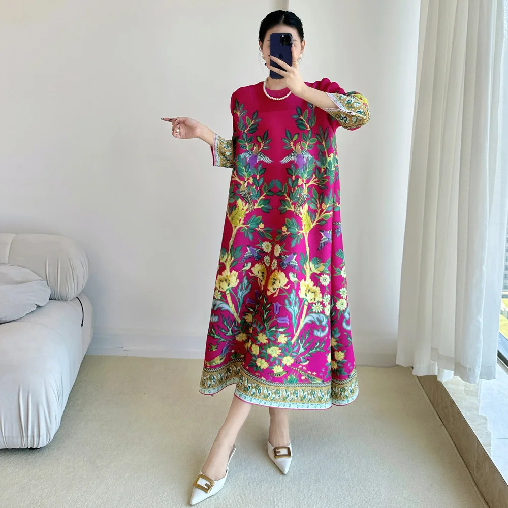 三宅ヴィンテージプリントドレス七部袖カジュアルドレス 202 - Summer 2025 Clothing Essentials のレビューと価格