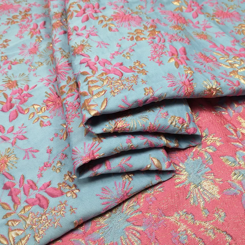 ブロンズジャカードブロケードポリエステル生地,ドレス,コスチ - Summer Clothing Material のレビューと価格