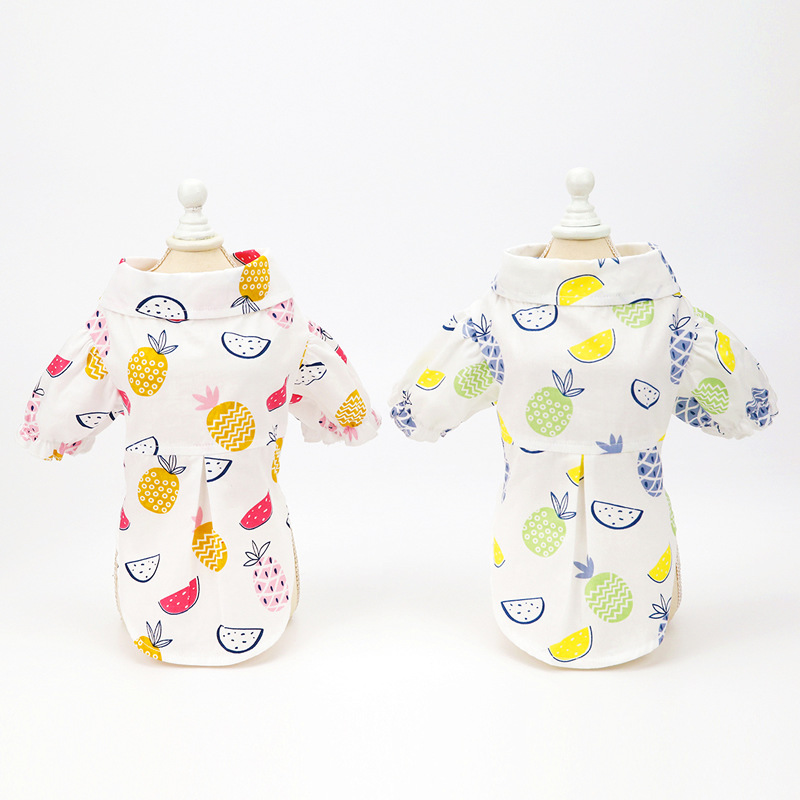 新しい春夏のペット犬猫服、かわいいパイナップルプリントシャツ - Summer Dog Clothing のレビューと価格