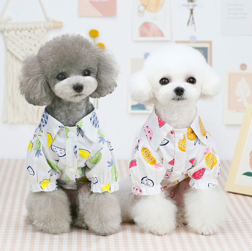 新しい春夏のペット犬猫服、かわいいパイナップルプリントシャツ - Summer Dog Clothing のレビューと価格