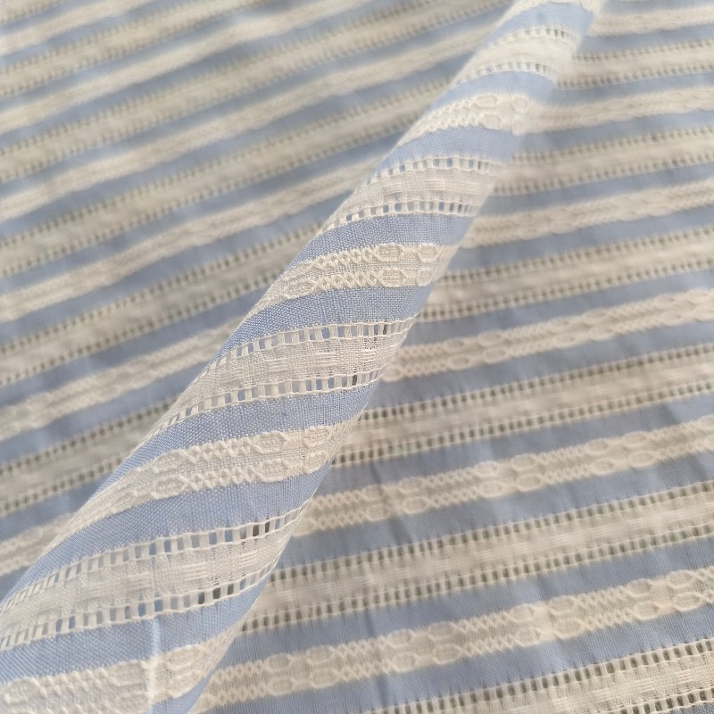 韓国スタイルのストライプ透かし模様の綿 100% 生地 DI - Summer Clothing Material のレビューと価格
