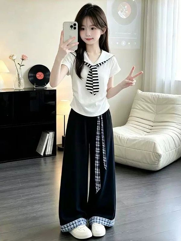 女の子用夏のファッショナブルな半袖トップスとワイドレッグパン - Summer Clothing Old Navy のレビューと価格