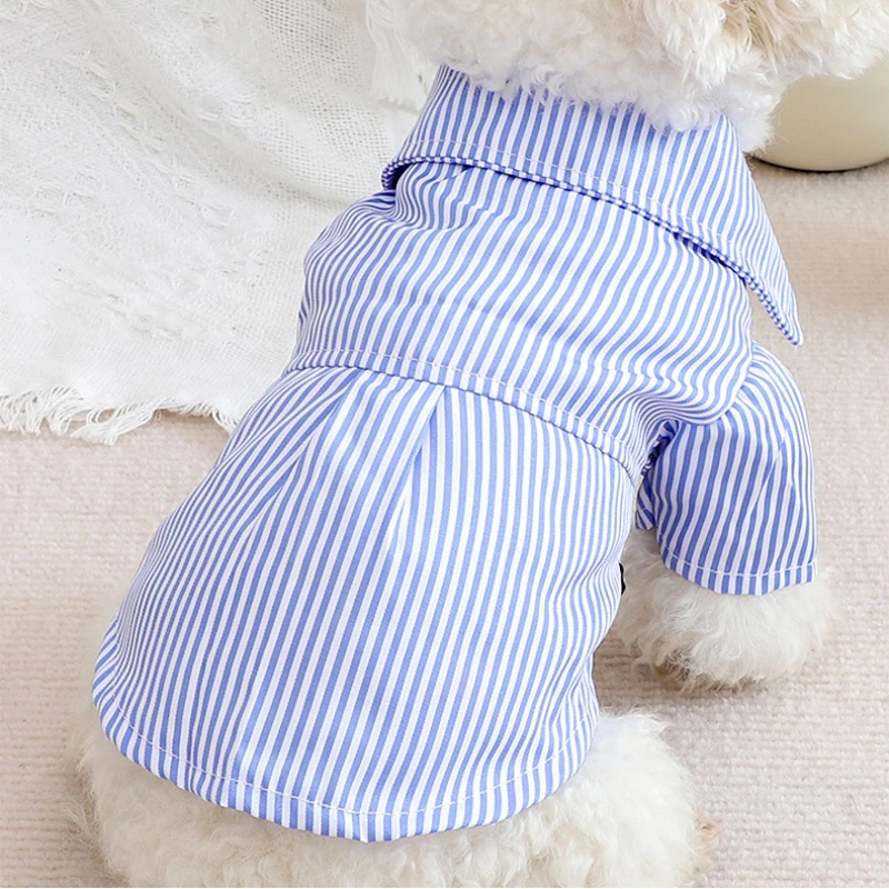 ペット用の蝶ネクタイストライプシャツ,薄くてファッショナブル - Summer Dog Clothing のレビューと価格