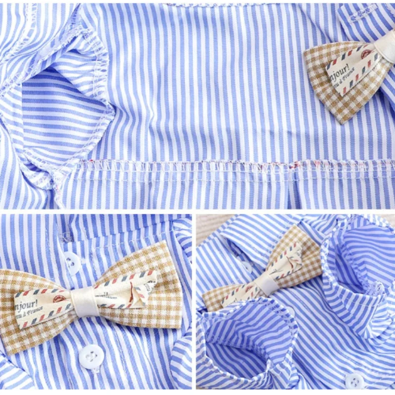 ペット用の蝶ネクタイストライプシャツ,薄くてファッショナブル - Summer Dog Clothing のレビューと価格