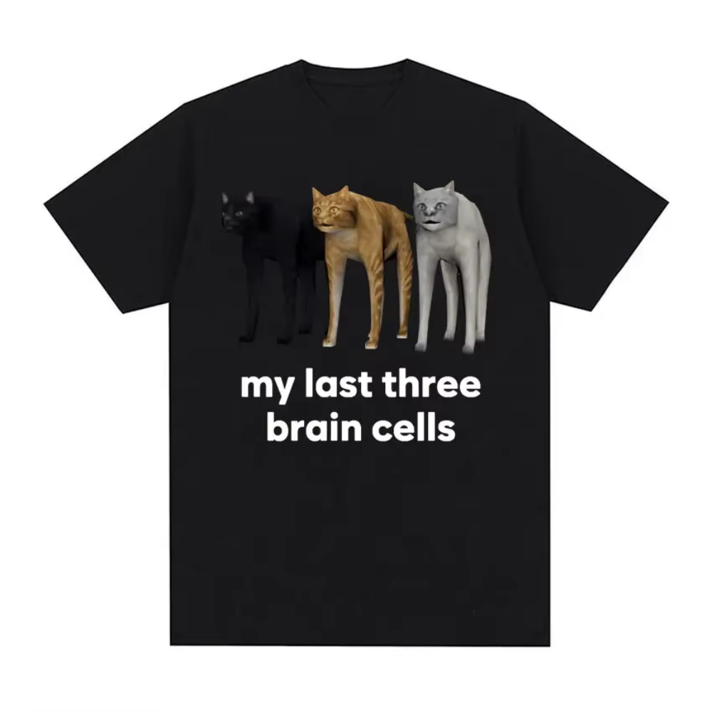私の最後の 3 つの脳細胞おかしい猫ミーム Tシャツ男性 T - Summer Clothing Discount のレビューと価格