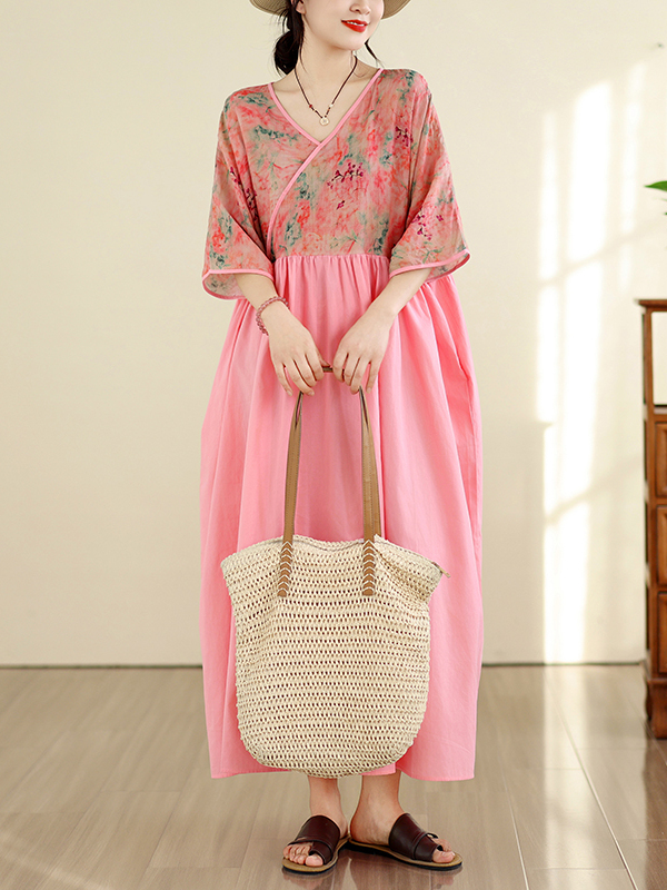 レトロスタイルコットンリネンVネック切り替えサマーニュードレ - Summer Clothing New Look のレビューと価格