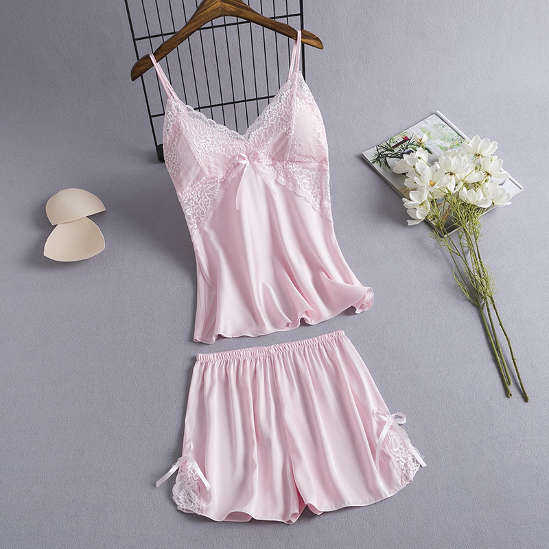 女性用2ピースキャミソール,パジャマ,セクシーなレース,Vネ - Summer House Clothing のレビューと価格